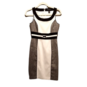 WHBM‎ Shift Sleeveless Gray White Zipup Dress Size 0